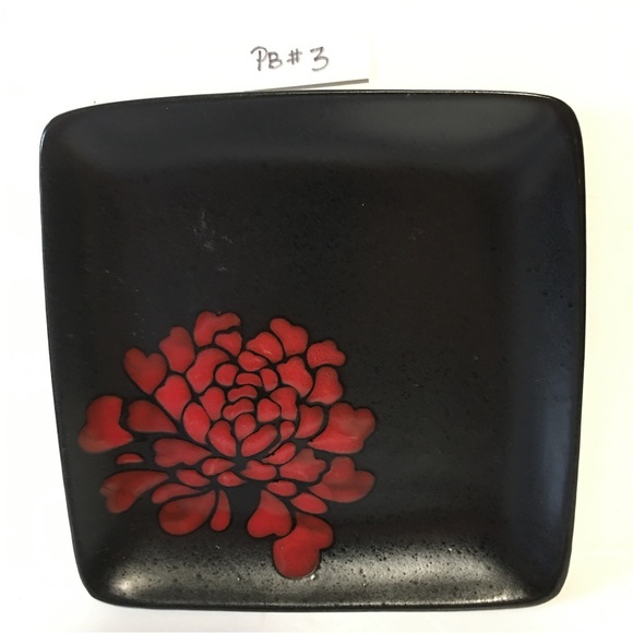 Gibson elite Zinnia Bloom square plate 7.75” 1 Zinnia flower brown rust - Picture 11 of 15